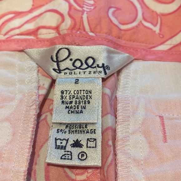 Lilly Pulitzer Women's Vtg Pink Cropped Pants Roses & Butterflies Size 2 - Picture 4 of 7